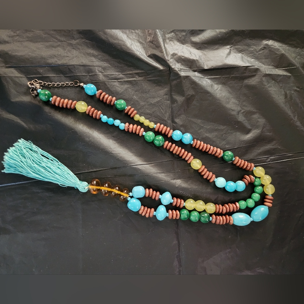 Multicolor Beaded Necklace with Tassel